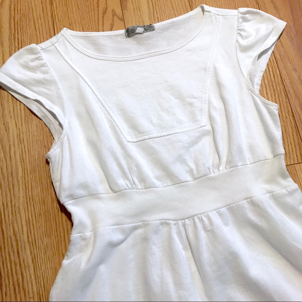 White Cotton Beach Dress/Swim Coverup Short Sleeve